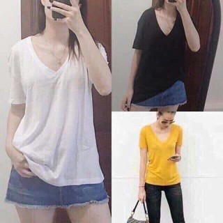 Áo thun cổ tim + ẢNH  THẬT