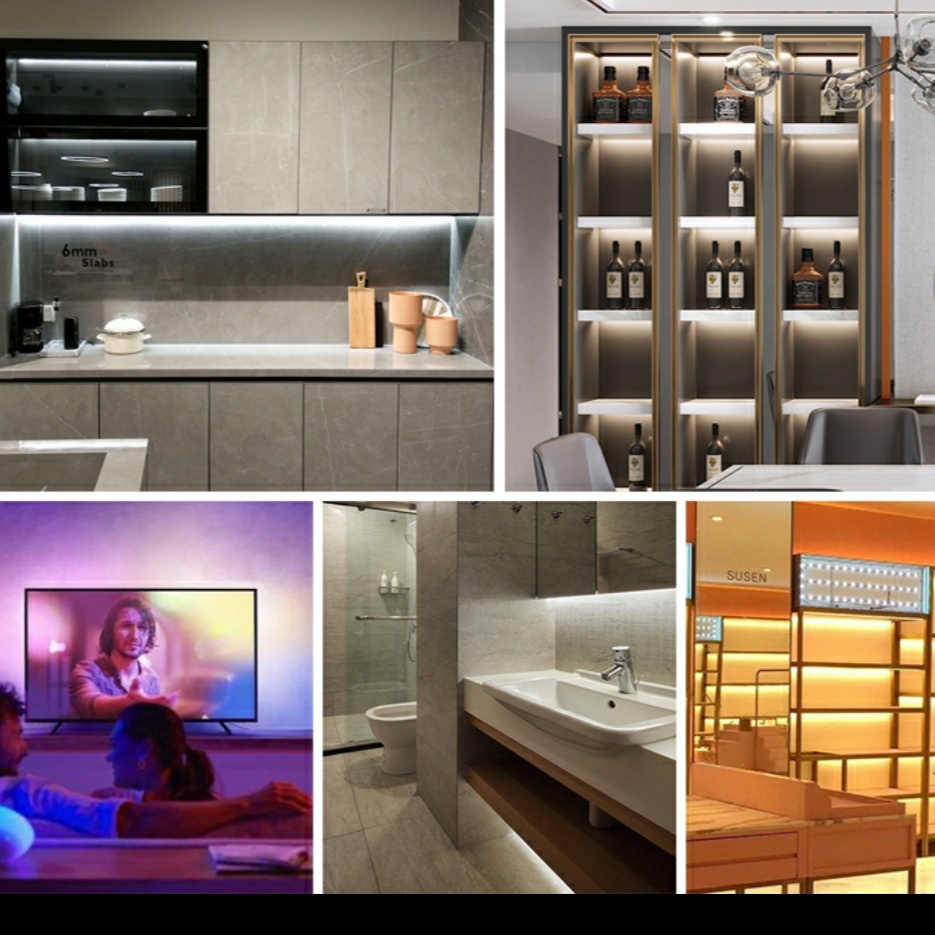 Đèn led dây dán 12V 2835 chiều dài 5 m ánh sáng trắng vàng nắng xanh dương đỏ xanh lá hàng chất lượng cao