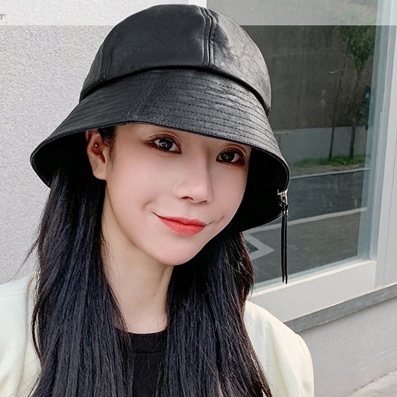 Mũ tai bèo bằng da có khóa kéo phong cách retro thời trang