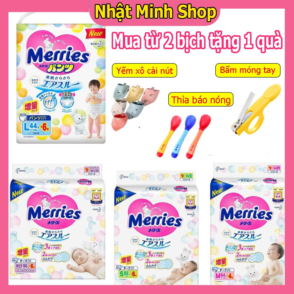 Bỉm merries cộng miếng nội địa nhật chính hãng tã dán quần đủ size nb96 - ảnh sản phẩm 1