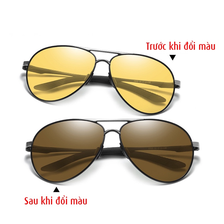 Mắt kính nam tròng polarize phân cực chống chói, chống tia UV400, đổi màu khi ra nắng, có thể đi ngày và đêm - MK1906