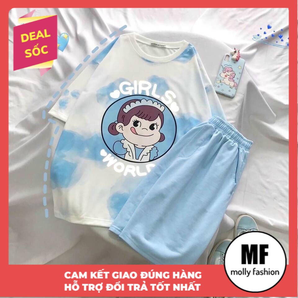 Đồ bộ hoạt hình form rộng Unisex GIRL LOANG Freesize dành cho nam nữ Molly Fashion