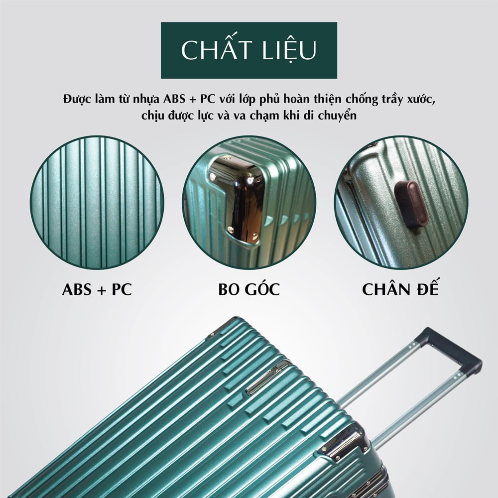 Vali khoá sập KN036 size 20/24 màu đỏ - Vali khóa khung cao cấp, bảo hành 5 năm