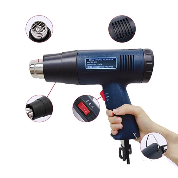 Máy thổi nhiệt, khò nóng màng co 2200W công suất cao, nóng nhanh có điều chỉnh nhiệt độ