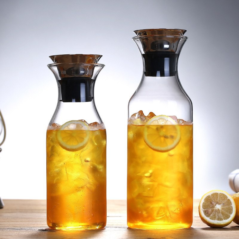 (SẴN) Bình detox dáng trụ, bình rót rượu vang decanter - thủy tinh chịu nhiệt cao cấp Borosilicate k chì