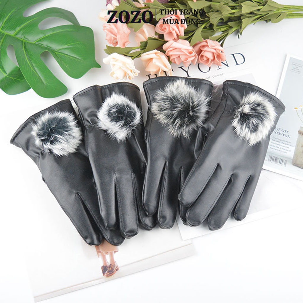 Găng tay da nữ thời trang mùa đông hàn quốc chống lạnh cao cấp ZOZO bao tay nữ giữ nhiệt giữ ấm lái xe dễ thương