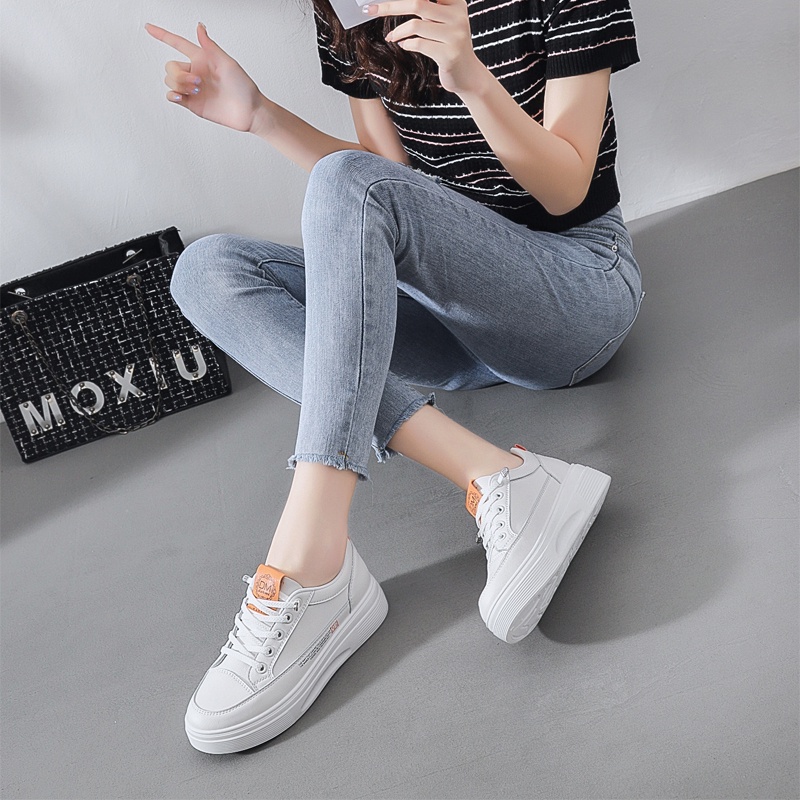 Giày Da Nữ Không Cần Buộc Độn Đế 5 Phân Phong Cách Thời Trang Êm Nhẹ - Q180