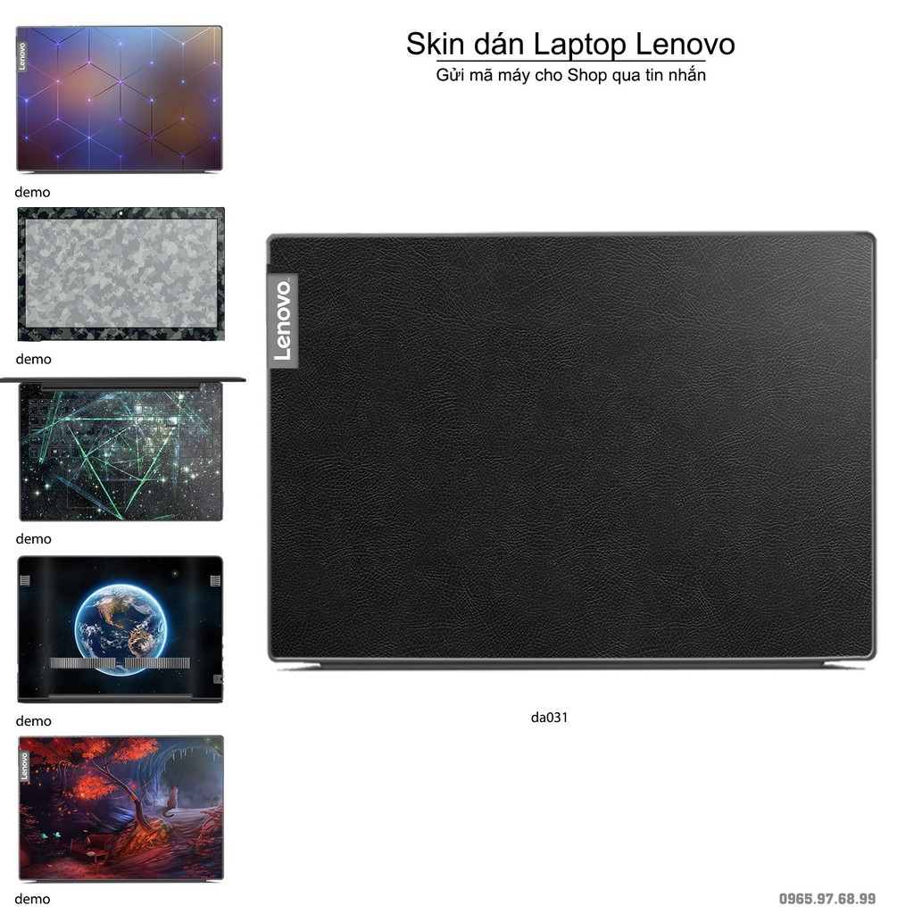 Skin dán Laptop Lenovo in hình Vân Da Bò Đen - Da031 (inbox mã máy cho Shop)