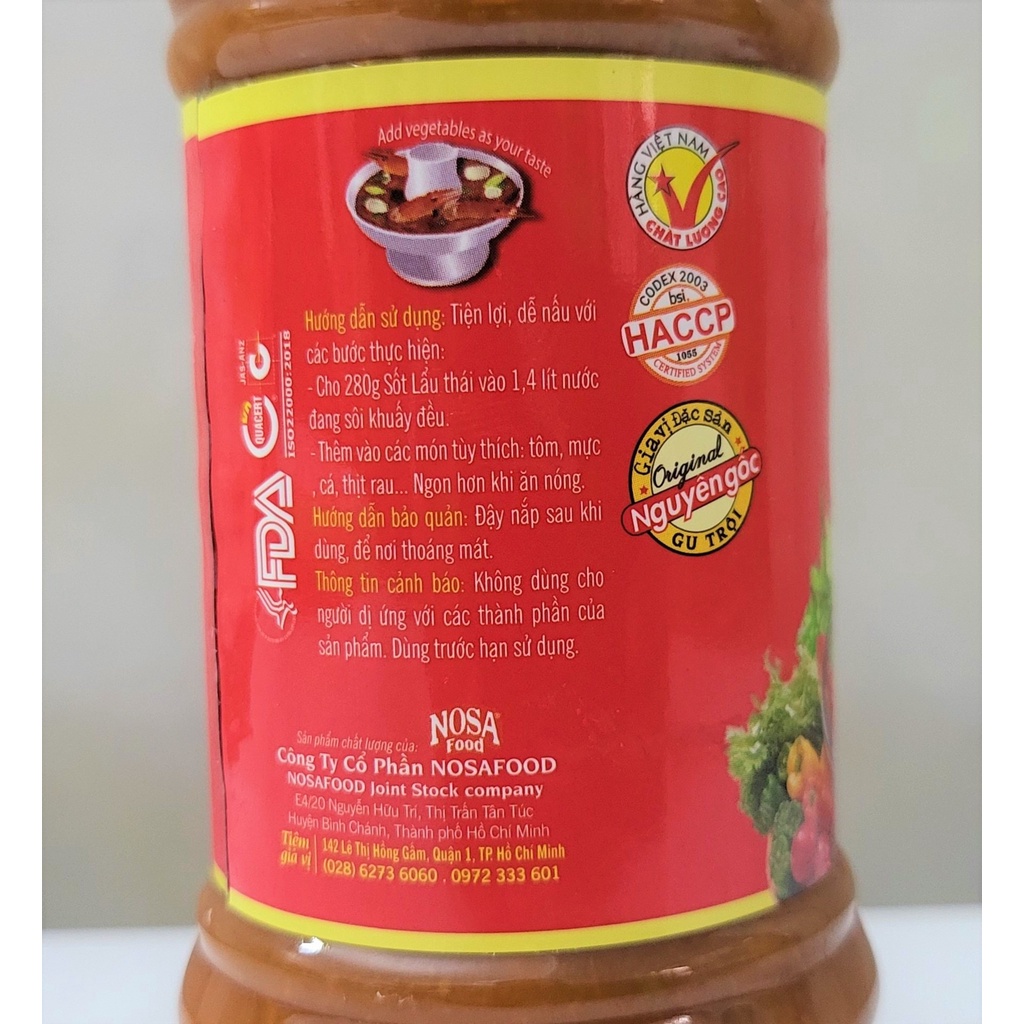 [Chai 280g] XỐT LẨU THÁI [VN] ÔNG CHÀ VÀ Hot pot Thai Sauce (nosa)