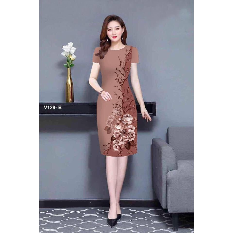 Váy đầm trung niên - Đầm dáng suông - Mẫu V