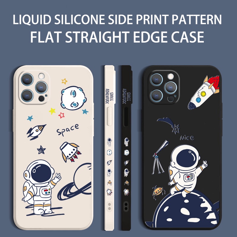 Ốp điện thoại silicon dẻo phẳng bảo vệ camera in hình nasa tên lửa mặt trăng nhỏ cho iPhone 12 11 Pro X XS Max XR 6 6s