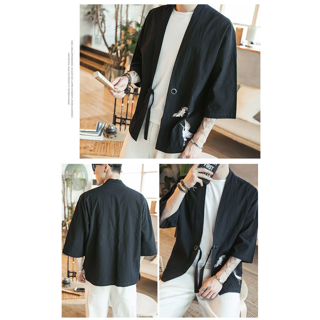05 mẫu áo khoác Kimono nam 17014 kiểu Nhật thời trang của Qing Card/卿卡 | BigBuy360 - bigbuy360.vn