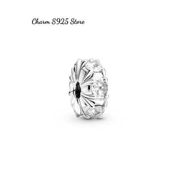 CHARM PAN ALE KHOÁ CHẶN ĐÍNH ĐÁ TRẮNG BẠC S925 CAO CẤP