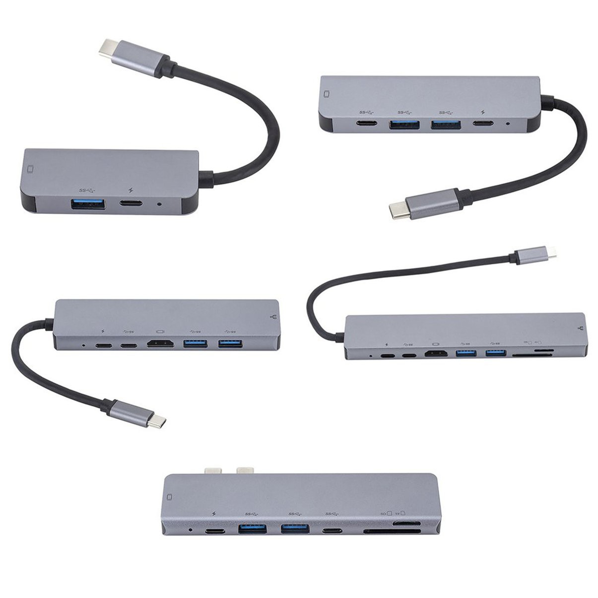 3in 1 Tpye-C To Micro USB 3.0 2.0 HDMI-compatible Thunderbolt Splitter Adapter