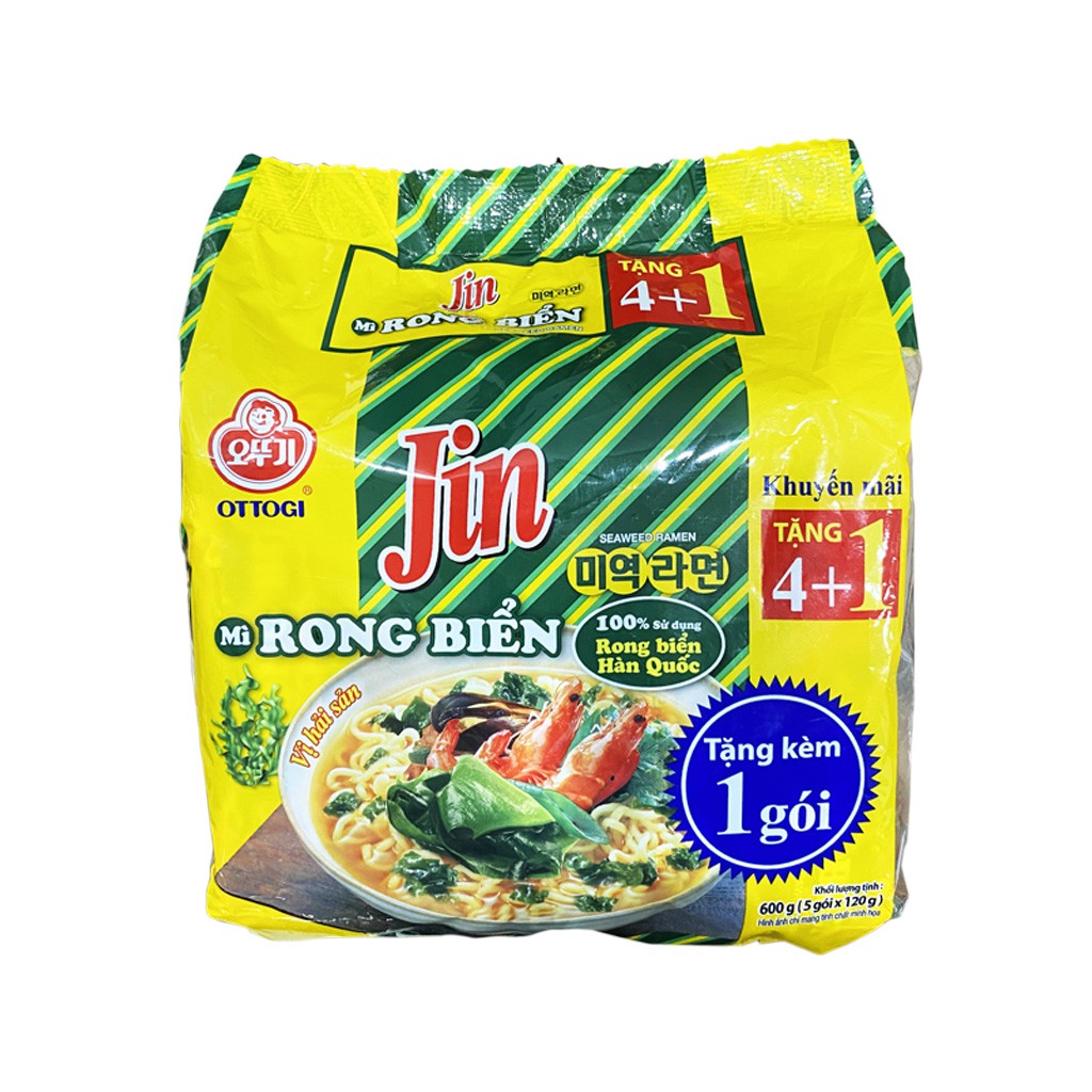 Lốc 5 gói mì rong biển Jin Ottogi 120g