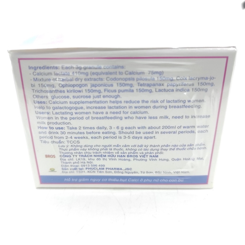 Cốm Lợi Sữa ProMilk Tăng Tiết Sữa Ở Bà Mẹ Cho Con Bú, Bổ Sung Calci