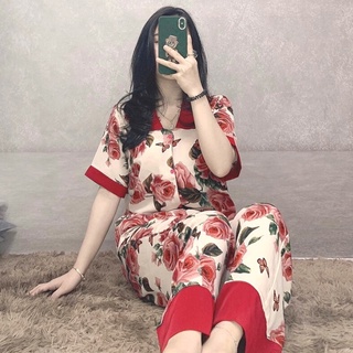 Bộ đồ ngủ Nữ Pyjama cổ sen Mango cao cấp