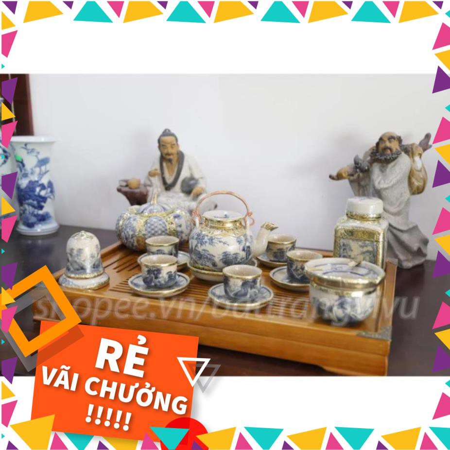 Bộ Ấm Chén Bát Tràng ⚡️𝐅𝐑𝐄𝐄 𝐒𝐇𝐈𝐏⚡️ men rạn cổ BỌC ĐỒNG