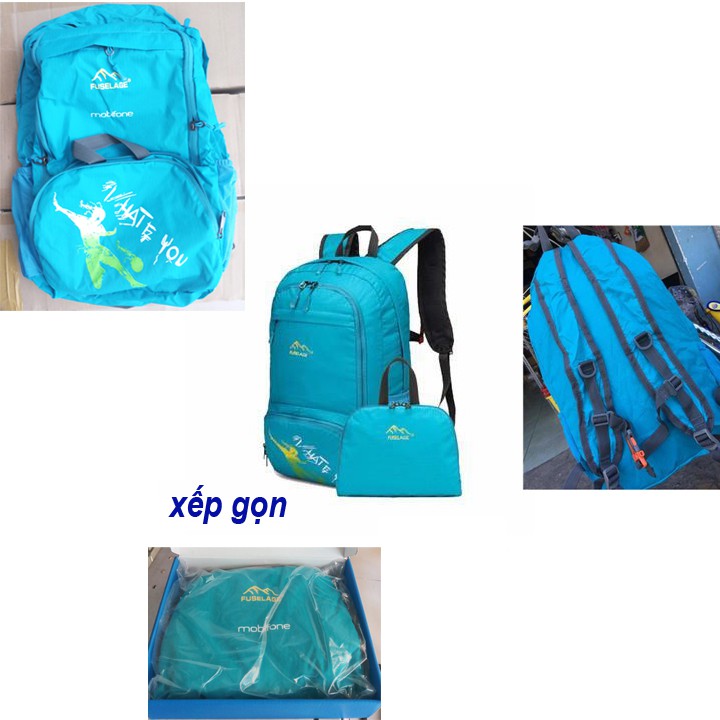 Ba lô vải dù nhiều ngăn, chống ướt, siêu nhẹ, siêu mịn, xếp gọn, chất liệu cao cấp. quà Mobifone