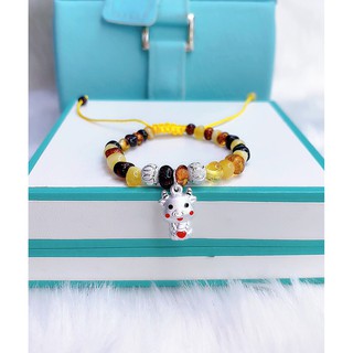 Vòng tay hổ #phách con giáp Hổ bạc ta cho bé Minh Tâm Jewelry