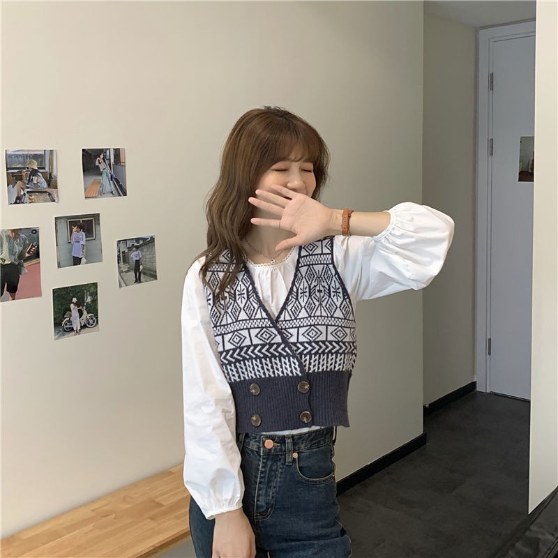 Áo khoác cardigan sát nách cổ chữ V phong cách Hàn Quốc thời trang dành cho nữ