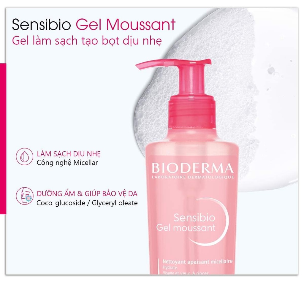 Gel Rửa Mặt Dành Cho Da Dầu, Nhạy Cảm Bioderma Sebium/Sensibio Gel Moussant 8ml