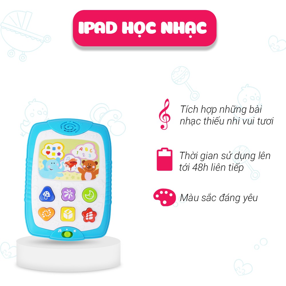 Set 3 món đồ chơi công nghệ điện thoại, Ipad kèm chìa khóa gặm nướu Winfun 3024