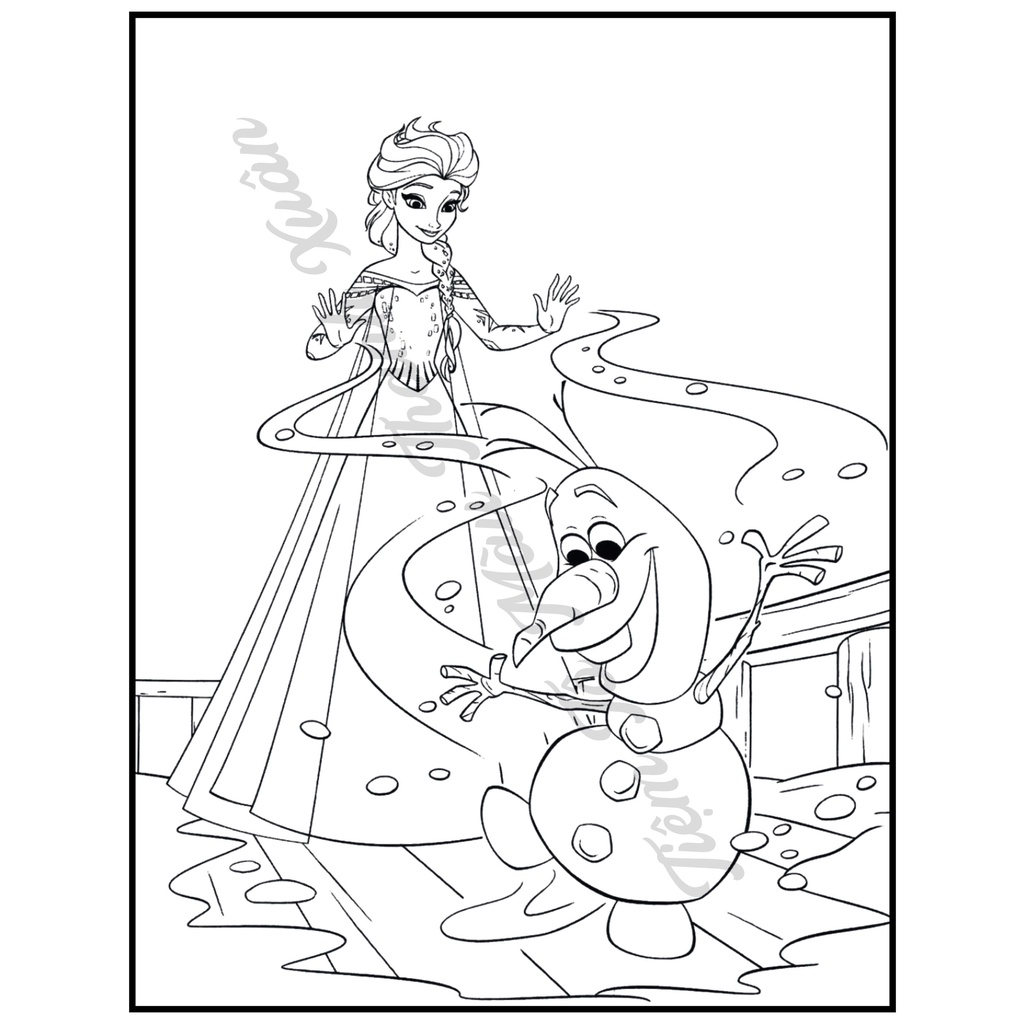 Set 25 Tờ Tranh Tô Màu Elsa Anna Cho Bé Tô Màu Sáp, Màu Chì - Tiệm Tô Màu Thanh Xuân