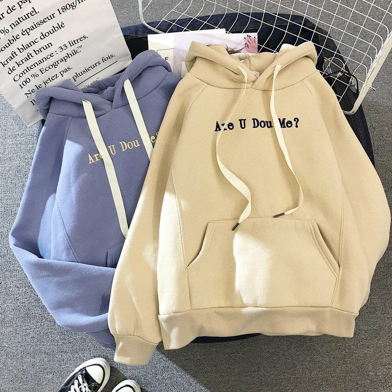 Áo Hoodie Tay Dài Phong Cách Ulzzang Hàn Quốc Chất Nỉ Bông Dày