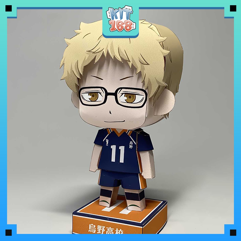 Mô hình giấy Anime Chibi Kei Tsukishima - Haikyuu!! + kit hộp trang trí