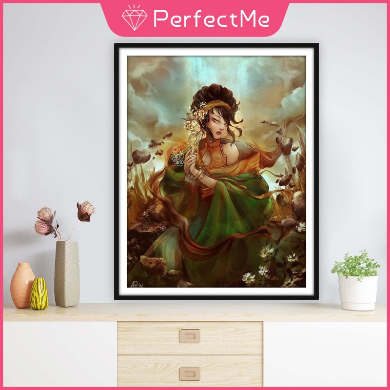 Bộ tranh đính đá 5D họa tiết hoạt hình cô gái độc đáo kích thước 30x40cm DIY dùng trang trí nhà cửa