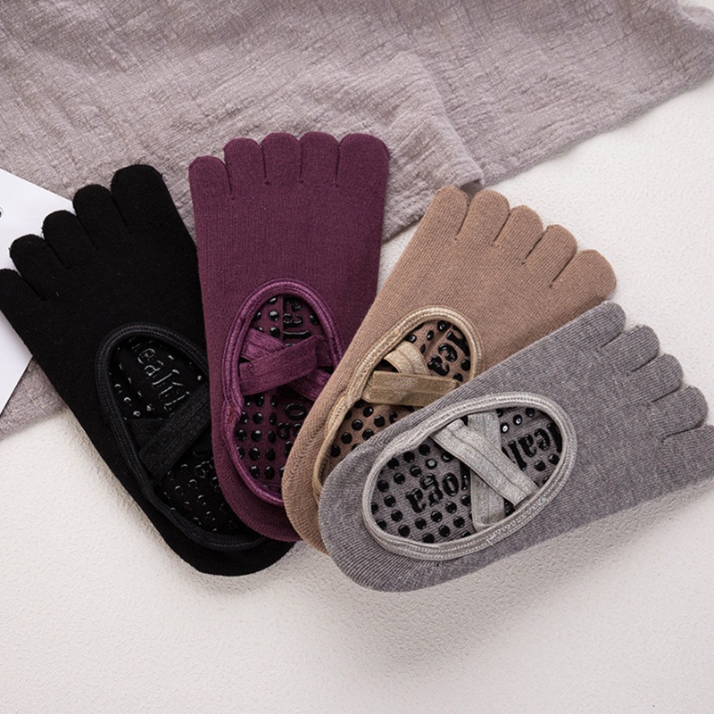 Xiangbao Vớ Tập Yoga Chống Trượt Tay Cầm Silicone Có 5 Ngón Chống Trượt Màu Trơn Dành Cho Nữ