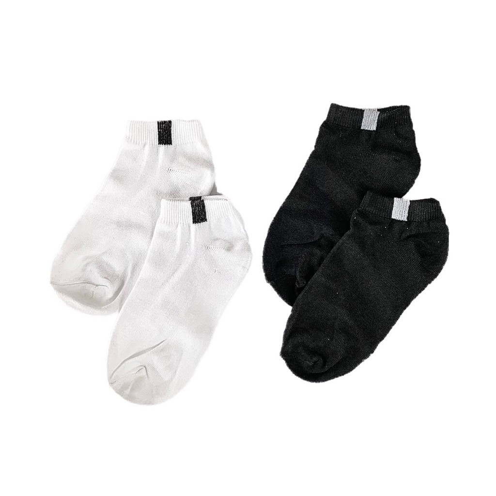 Tất Trơn SGES Unisex Nam Nữ Màu Đen Trắng ( 2 Đôi )