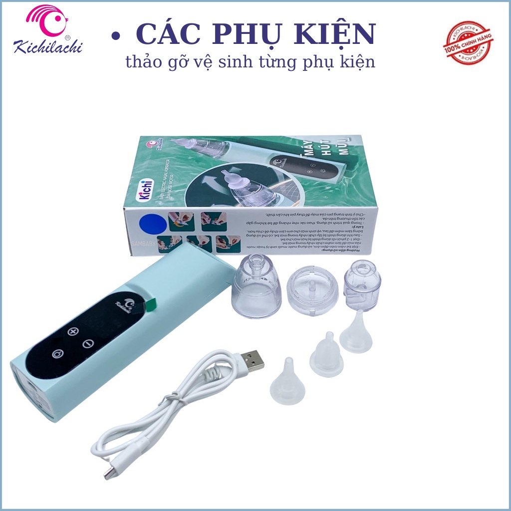 Máy hút mũi cho trẻ sơ sinh, máy hút mũi Kichilachi dành cho bé có màn hình cảm biến