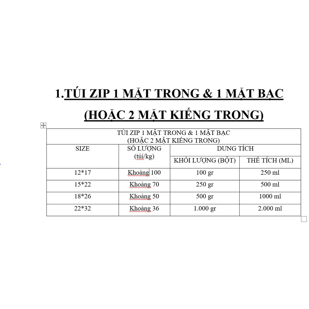 Túi Zipper 1 Mặt Bạc, 1 Mặt Trong