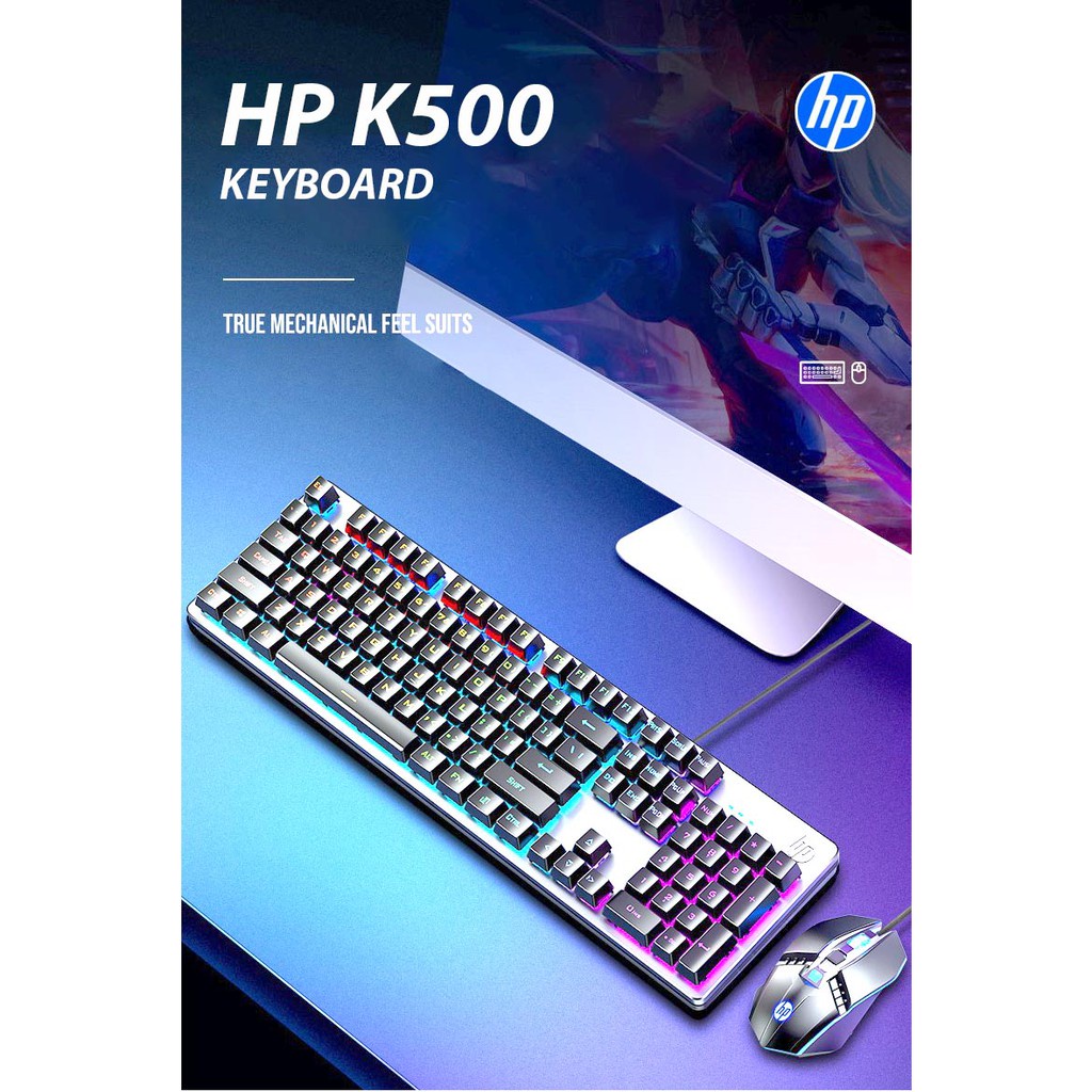 (CHÍNH HÃNG HP)Bàn Phím Cơ HP K500, Bàn Phím Máy Tính Gaming cao cấp HP Đa Chức Năng - LED 7 Màu, 5 Hiệu Ứng Tuyệt Đẹp