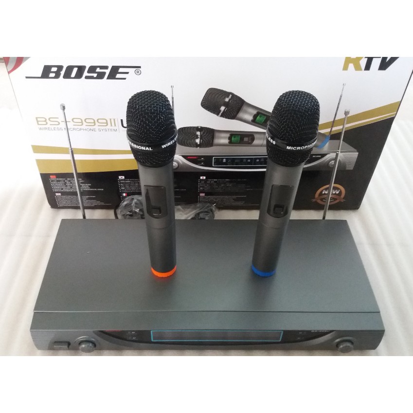 Mic Không Dây Bose BS 999II UHF , Hát Nhẹ Nhàng , Hút Âm Tốt , Độ Chống Hú Cao , Âm Thanh Trung Thực , Bộ 2 Micro Khôn