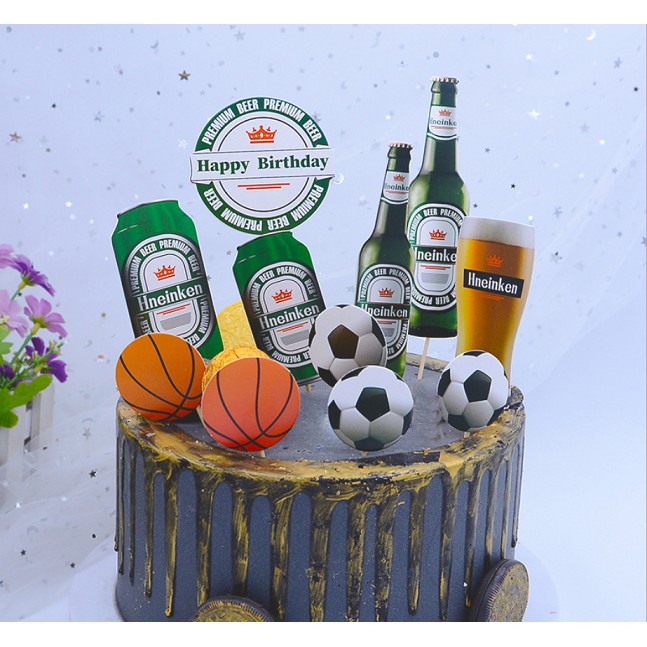 topper cắm bánh [FREESHIP] set cắm giấy Heniken