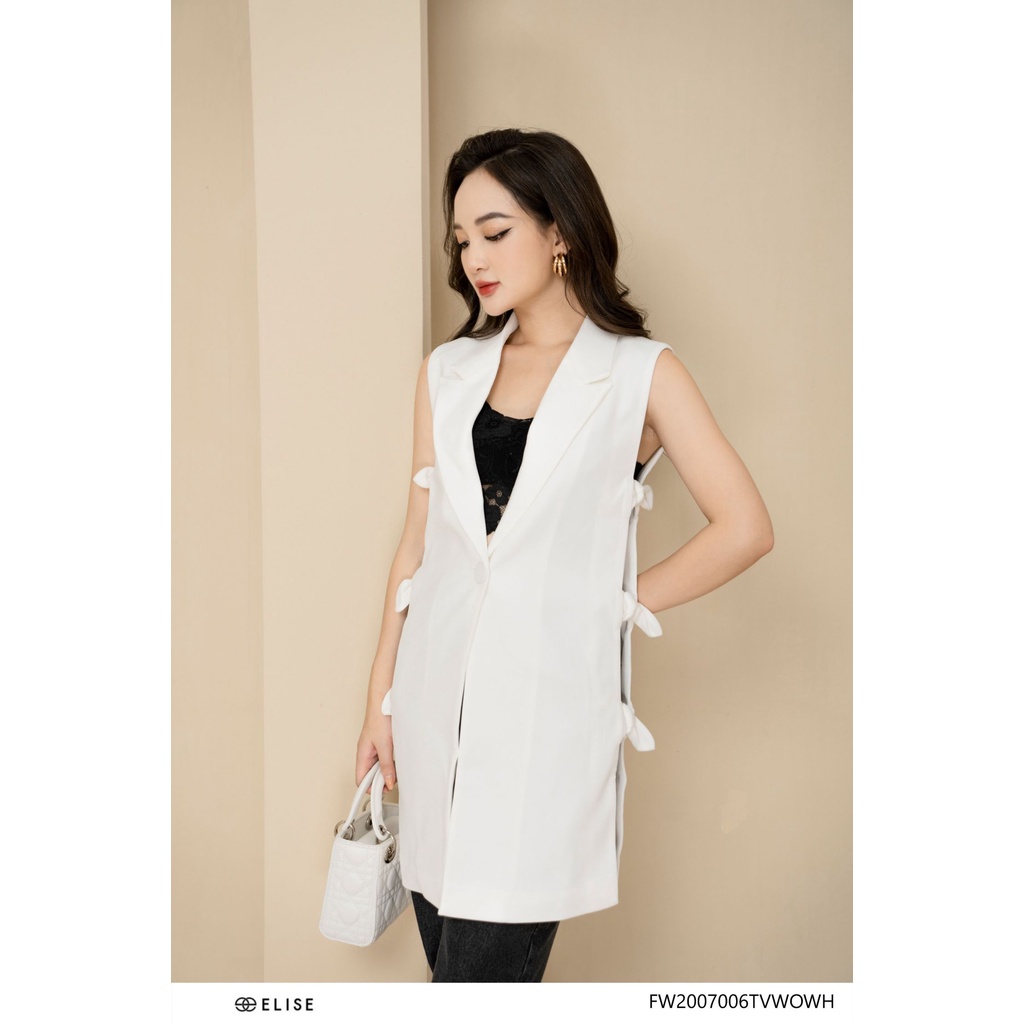 Áo gile trắng nơ sườn thiết kế Elise FW2007006TVWOWH