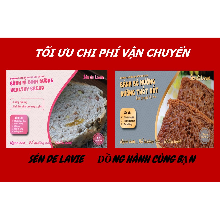 Bộ 2 combo làm bánh hoàn chỉnh - Bánh mì dinh dưỡng & Bánh bò nướng đường thốt nốt