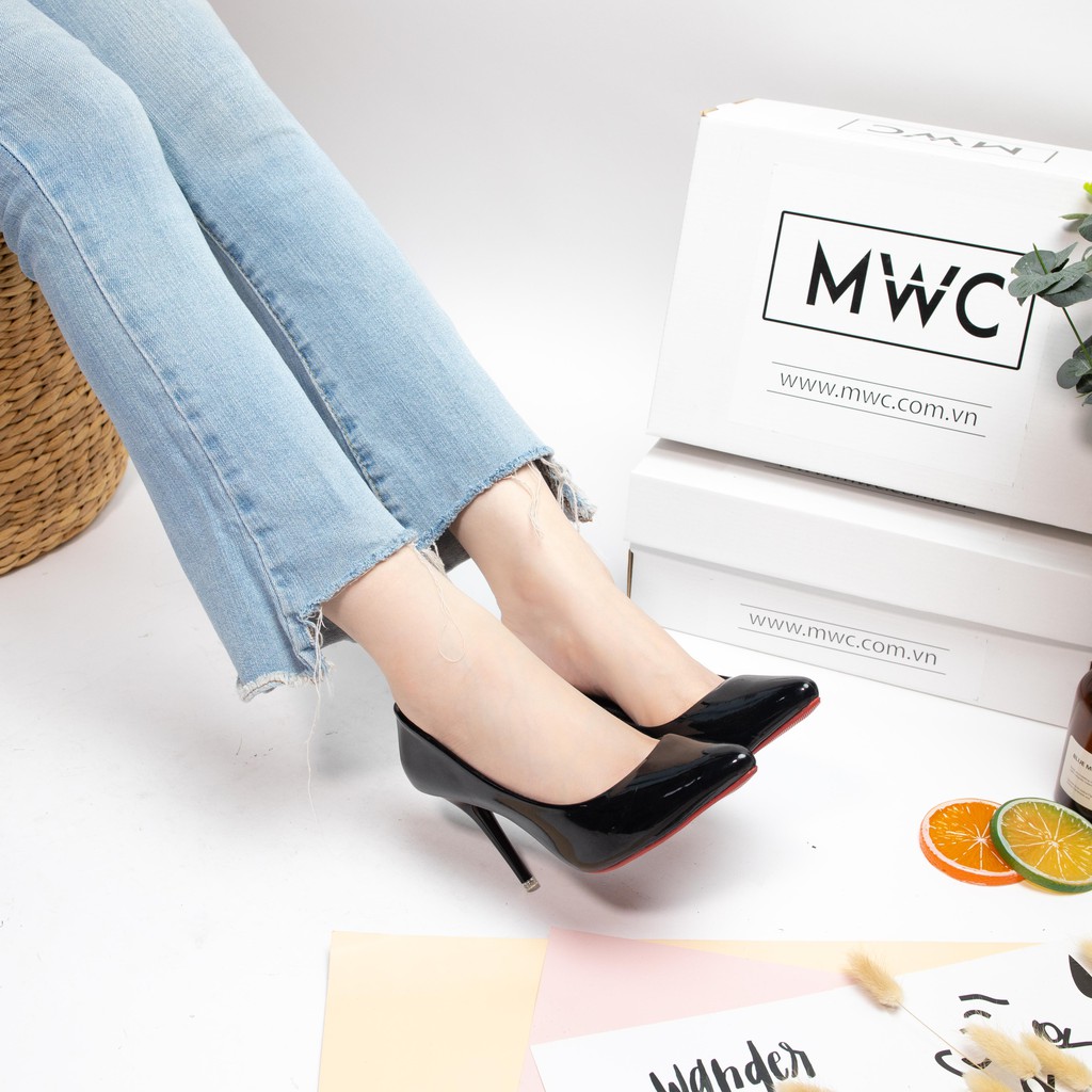 Giày Cao Gót MWC Đế Nhọn 7CM Bít Mũi Da Bóng NUCG-3807