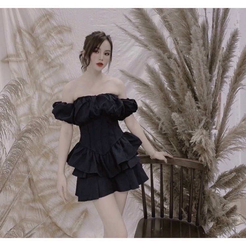 Áo bệt vai kate bèo đuôi cá nhún lưng