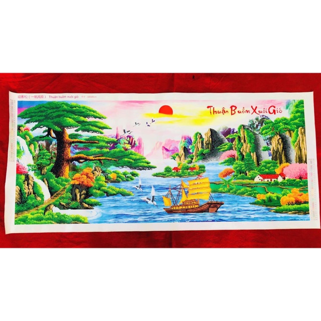 Tranh đính đá thành phẩm thuận buồm xuôi gió 180x80 cm