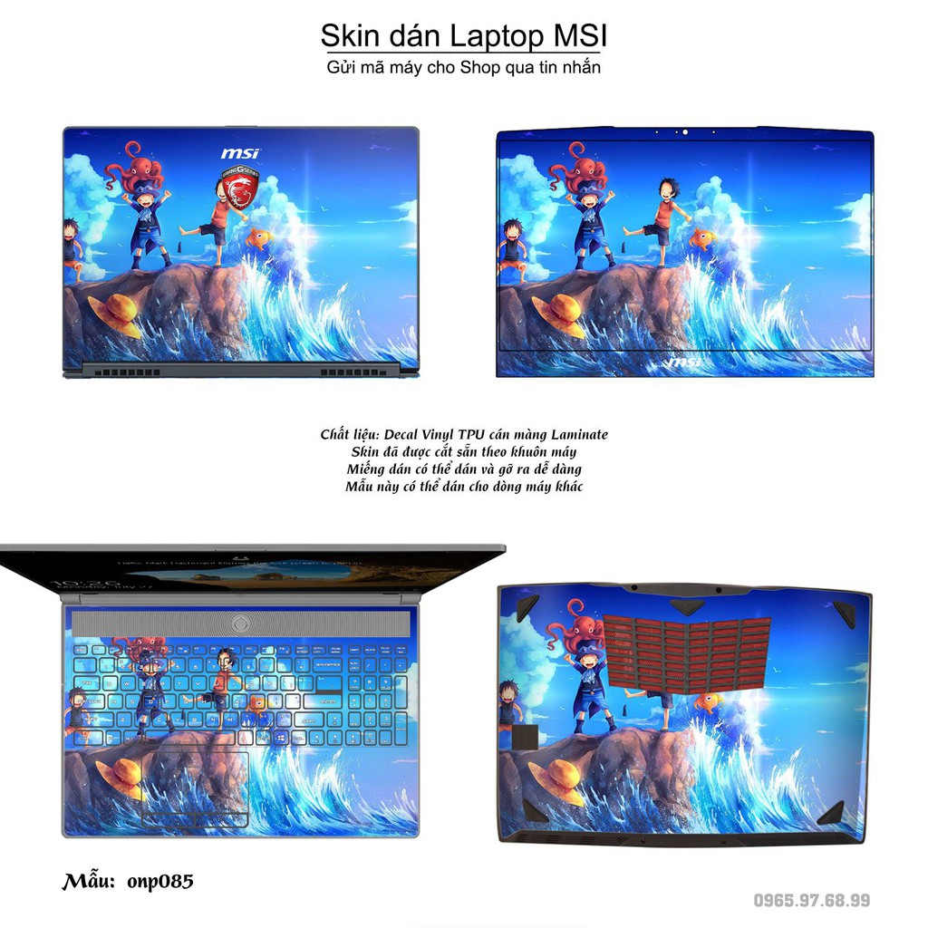 Skin dán Laptop MSI in hình One Piece _nhiều mẫu 7 (inbox mã máy cho Shop)