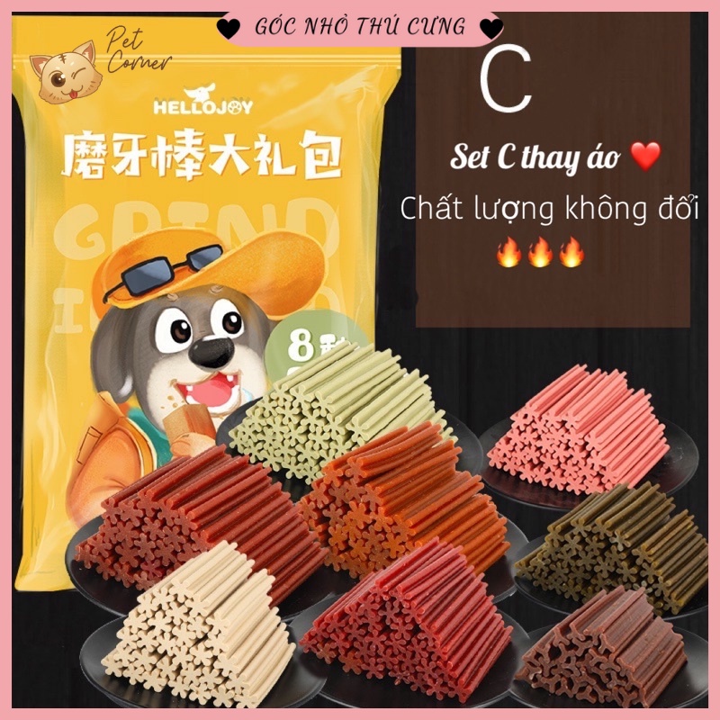 [CAO CẤP] Xương gặm làm sạch răng cho chó Hello Joy gói 800gr