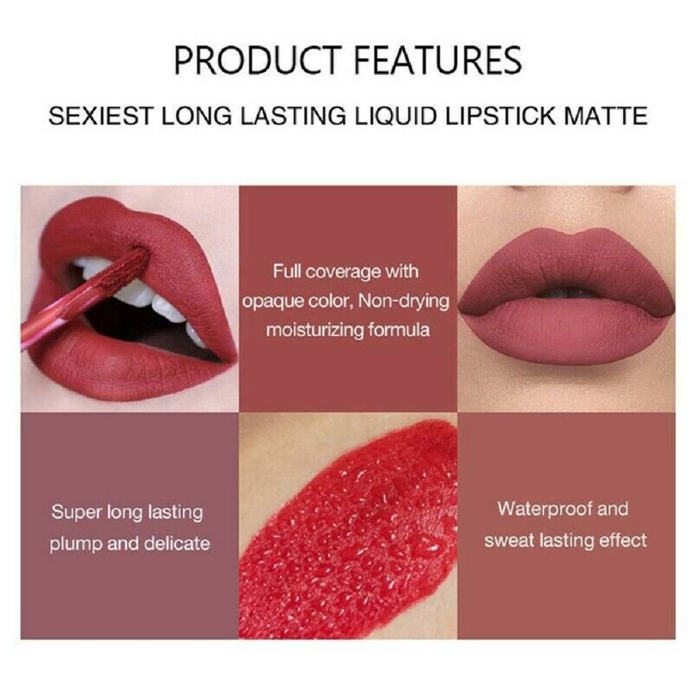 【Ready Stock】 SALE!!! - 6Pcs Long Lasting Lip Gloss Glazed Matte Beauty Liquid Lipstick Lip Makeup Set