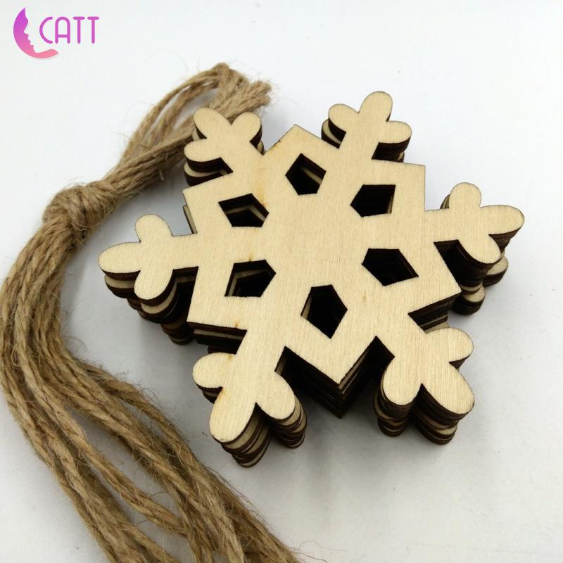 Bộ 5 miếng gỗ tròn kèm dây treo dùng trang trí cây thông Giáng Sinh