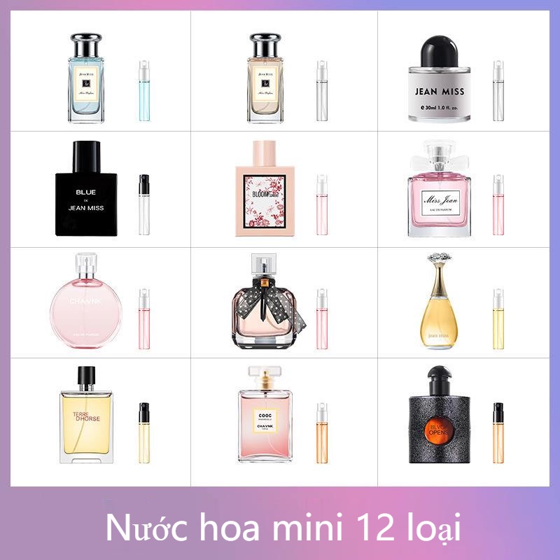 Nước hoa 3ml mini nhiều mùi hương tươi trẻ cho nữ thơm lâu dễ chịu nhỏ gọn nội địa Trung