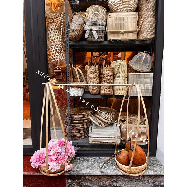Quang gánh tre trang trí trung thu, tết, nhà hàng, khách sạn, decor nhà cửa, studio