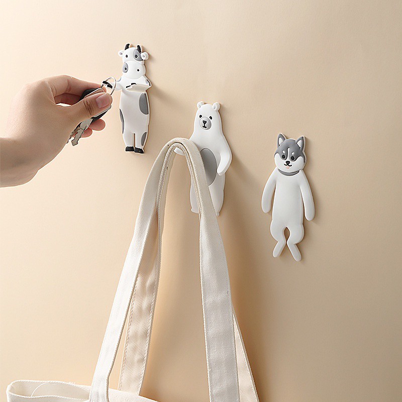 Móc treo đồ dán tường đa năng hình con vật xinh xắn đáng yêu